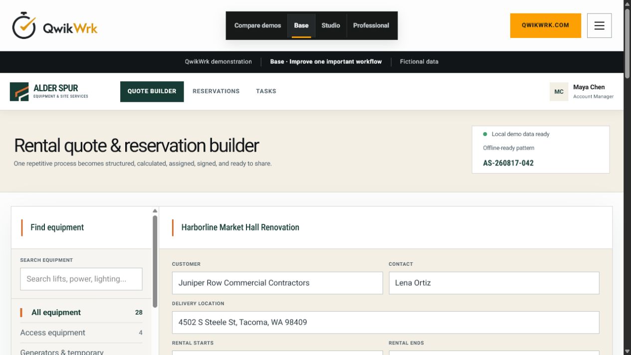 Alder Spur Base rental quote and reservation builder